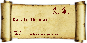 Korein Herman névjegykártya